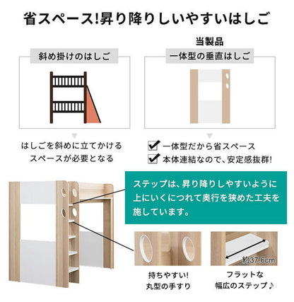 ロフトベッド シングル ハイタイプ ベッド下収納 子供部屋 システムベッド 収納 収納付き 木製 フレーム 子供 キッズ 一人暮らし 寮 ゲストハウス 民泊 ロフト ベッド ワンルーム シンプル(代引不可)
