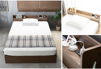 収納ベッド 収納付きベッド セミダブル 硬め ポケットコイルマットレス付き 宮棚・コンセント付き 引き出し2杯チェスト 大容量収納 すのこベッド 大型ベッド 収納ベッド 収納付きベッド(代引不可)