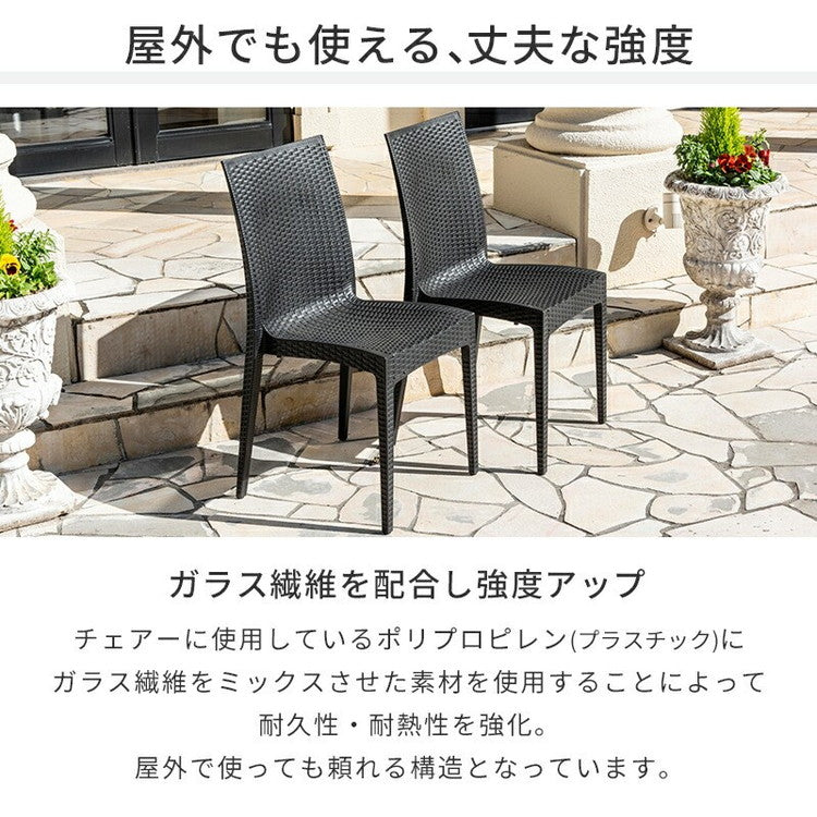 ラタン調 ガーデン 5点セット ピクシス 肘無し ガーデンチェア4脚