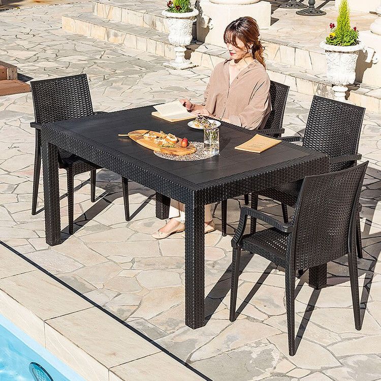 【5%OFF】ラタン調 ガーデンテーブル 幅150cm ピクシス 単品 長方形 アウトドア テーブル 屋外 アウトドア テーブル ベランダ テラス ガーデンファニチャー(代引不可)