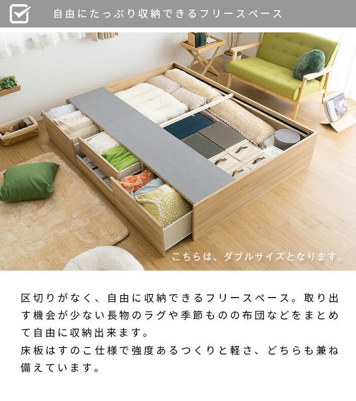 チェストベッド 収納付きベッド シングル フレームのみ ヘッドレスタイプ 引き出し4杯チェスト 大容量収納 すのこベッド 大型シングルベッド 収納ベッド 収納付きベッド(代引不可)