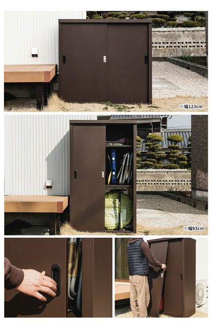 物置 幅120cm スチール 小型物置 大型 鍵付き ロック付き スチール物置 屋外 おしゃれ 物置き 掃除道具 ガーデニング アウトドア ペットグッズ ゴミ入れ 園芸用品 ガーデン用品 道具箱 収納庫(代引不可)