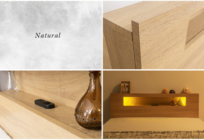 棚・コンセント・照明付きフロアベッド シングル タクナ 照明付き すのこ板目仕様 ヘッドボード付き ローベッド フロアベッド(代引不可)