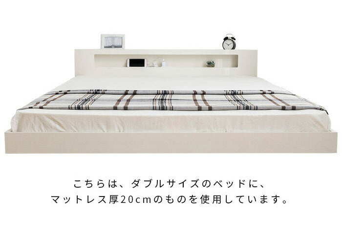 棚・コンセント・照明付きフロアベッド セミダブル タクナ 照明付き すのこ板目仕様 ヘッドボード付き ローベッド フロアベッド(代引不可)