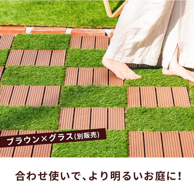 【5%OFF】人工木 ウッドタイル 32枚入り 幅30cm ウッドパネル ウッドデッキ ジョイント式 タイル ベランダ 庭 ガーデニング ガーデン DIY セット 2.8平米 デッキ 正方形 屋外(代引不可)