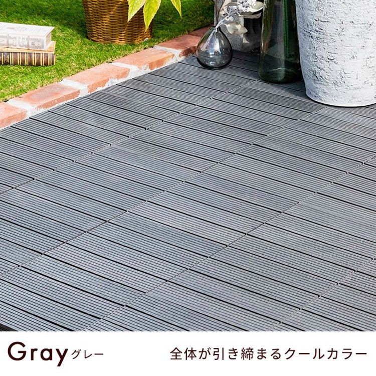 【5%OFF】人工木 ウッドタイル 32枚入り 幅30cm ウッドパネル ウッドデッキ ジョイント式 タイル ベランダ 庭 ガーデニング ガーデン DIY セット 2.8平米 デッキ 正方形 屋外(代引不可)