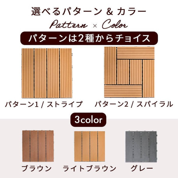 【5%OFF】人工木 ウッドタイル 32枚入り 幅30cm ウッドパネル ウッドデッキ ジョイント式 タイル ベランダ 庭 ガーデニング ガーデン DIY セット 2.8平米 デッキ 正方形 屋外(代引不可)