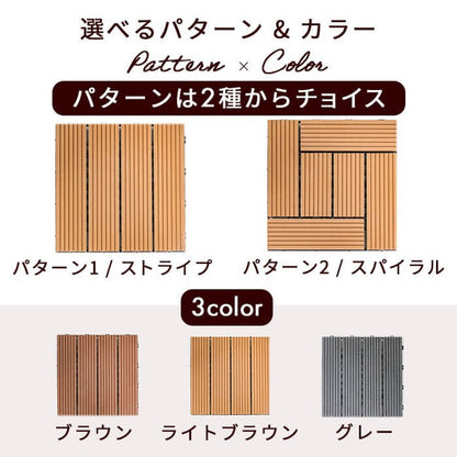 【5%OFF】人工木 ウッドタイル 32枚入り 幅30cm ウッドパネル ウッドデッキ ジョイント式 タイル ベランダ 庭 ガーデニング ガーデン DIY セット 2.8平米 デッキ 正方形 屋外(代引不可)