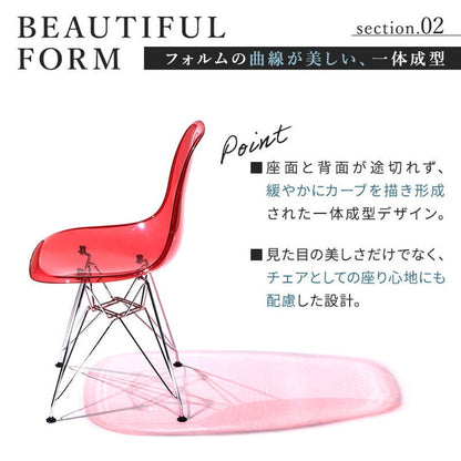 イームズチェア リプロダクト クリアタイプ 2脚セット 木脚 スチール脚 DSR DSW イームズシェルチェア シェルサイドチェア ダイニングチェア デザイナーズチェア デザイナーズ家具 椅子(代引不可)
