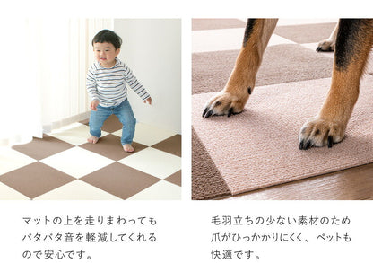 サンコー おくだけ吸着 タイルマット 45×60cm 6枚入 日本製 はっ水 撥水 滑り止め ずれない 洗える 洗濯可 ジョイントマット タイル ペット マット 床暖房対応 国産 厚さ4mm 犬用 猫用 ペット用