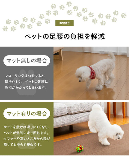 サンコー おくだけ吸着 タイルマット 60×90cm 2枚入 日本製 はっ水 撥水 滑り止め ずれない 洗える 洗濯可 ジョイントマット タイル ペット マット 床暖房対応 国産 厚さ4mm 犬用 猫用 ペット用