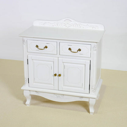 キャビネット 幅75cm マホガ二ー材 完成品 ホワイト 高級感 エレガント ホワイト ミニチェスト ローチェスト タンス チェスト 収納 天然木 木製 引き出し 大容量 コンパクト 省スペース 上品 優雅(代引不可)