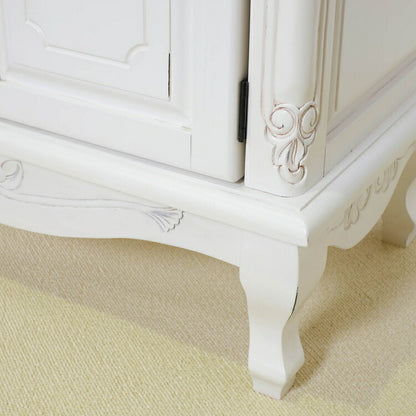 キャビネット 幅75cm マホガ二ー材 完成品 ホワイト 高級感 エレガント ホワイト ミニチェスト ローチェスト タンス チェスト 収納 天然木 木製 引き出し 大容量 コンパクト 省スペース 上品 優雅(代引不可)