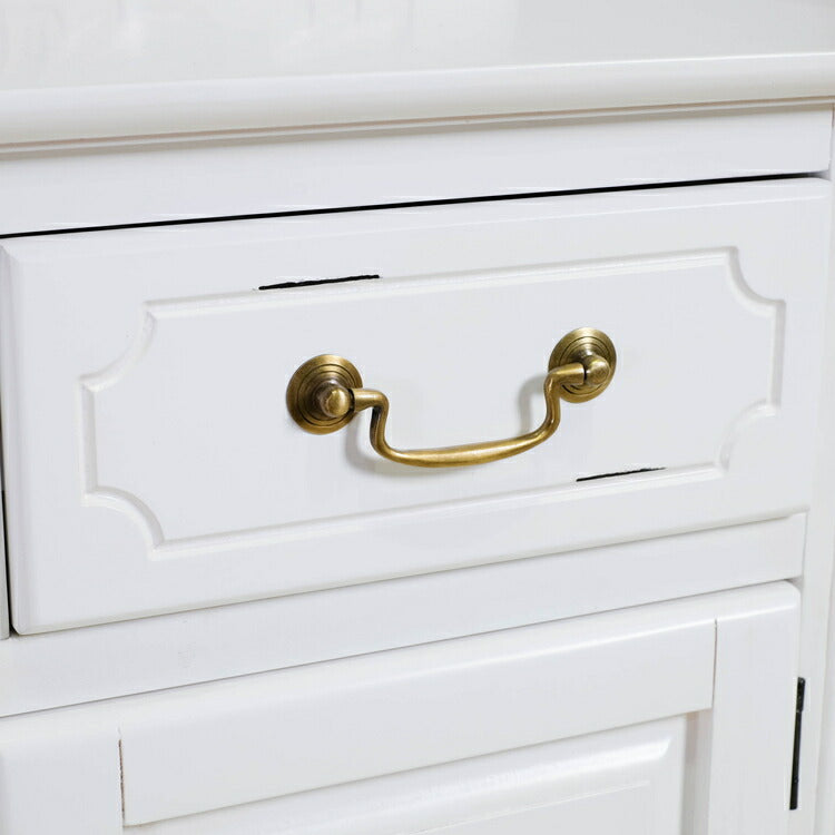 キャビネット 幅75cm マホガ二ー材 完成品 ホワイト 高級感 エレガント ホワイト ミニチェスト ローチェスト タンス チェスト 収納 天然木 木製 引き出し 大容量 コンパクト 省スペース 上品 優雅(代引不可)