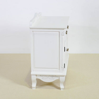 キャビネット 幅75cm マホガ二ー材 完成品 ホワイト 高級感 エレガント ホワイト ミニチェスト ローチェスト タンス チェスト 収納 天然木 木製 引き出し 大容量 コンパクト 省スペース 上品 優雅(代引不可)