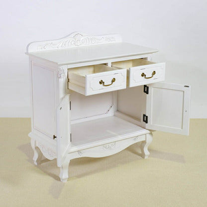 キャビネット 幅75cm マホガ二ー材 完成品 ホワイト 高級感 エレガント ホワイト ミニチェスト ローチェスト タンス チェスト 収納 天然木 木製 引き出し 大容量 コンパクト 省スペース 上品 優雅(代引不可)