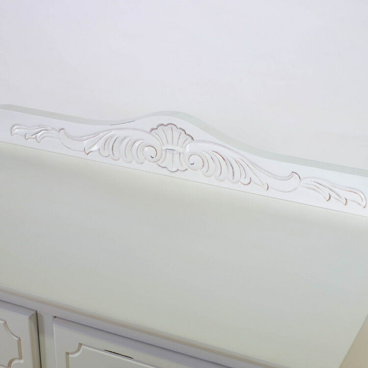 キャビネット 幅75cm マホガ二ー材 完成品 ホワイト 高級感 エレガント ホワイト ミニチェスト ローチェスト タンス チェスト 収納 天然木 木製 引き出し 大容量 コンパクト 省スペース 上品 優雅(代引不可)