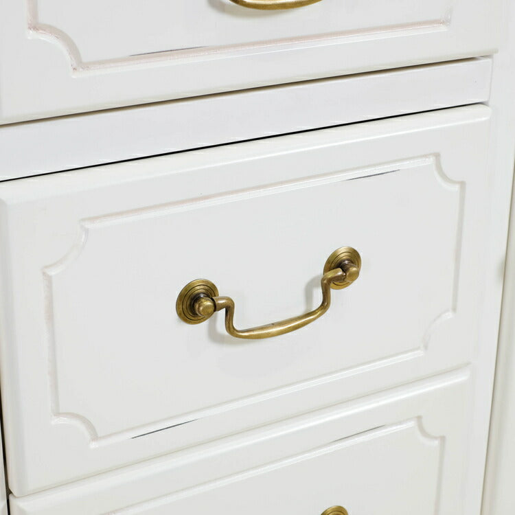 キャビネット 幅110cm マホガ二ー材 完成品 ホワイト 高級感 エレガント ホワイト ミニチェスト ローチェスト タンス チェスト 収納 天然木 木製 引き出し 大容量 コンパクト 省スペース 上品 優雅(代引不可)