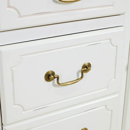 キャビネット 幅110cm マホガ二ー材 完成品 ホワイト 高級感 エレガント ホワイト ミニチェスト ローチェスト タンス チェスト 収納 天然木 木製 引き出し 大容量 コンパクト 省スペース 上品 優雅(代引不可)