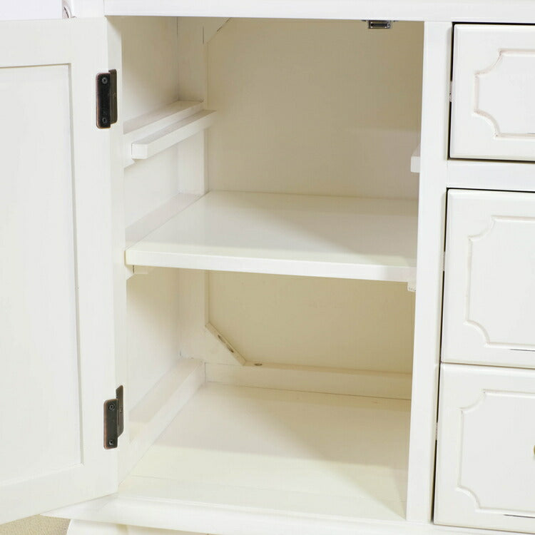 キャビネット 幅110cm マホガ二ー材 完成品 ホワイト 高級感 エレガント ホワイト ミニチェスト ローチェスト タンス チェスト 収納 天然木 木製 引き出し 大容量 コンパクト 省スペース 上品 優雅(代引不可)