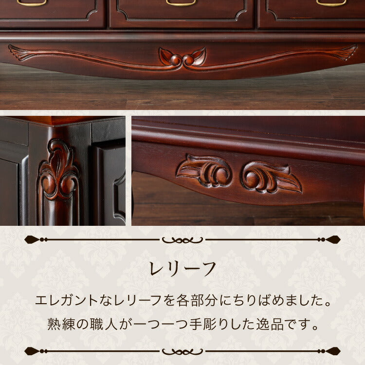 ローボード 幅112cm マホガ二ー材 完成品 ブラウン 高級感 エレガント ブラウン テレビ台 TV台 テレビボード リビングボード 収納 天然木 木製 引き出し 大容量 コンパクト 省スペース 上品 優雅(代引不可)