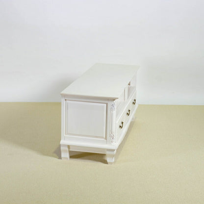 ローボード 幅112cm マホガ二ー材 完成品 ホワイト 高級感 エレガント ホワイト テレビ台 TV台 テレビボード リビングボード 収納 天然木 木製 引き出し 大容量 コンパクト 省スペース 上品 優雅(代引不可)