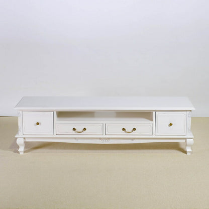 ローボード 幅150cm マホガ二ー材 完成品 ホワイト 高級感 エレガント ホワイト テレビ台 TV台 テレビボード リビングボード 収納 天然木 木製 引き出し 大容量 コンパクト 省スペース 上品 優雅(代引不可)