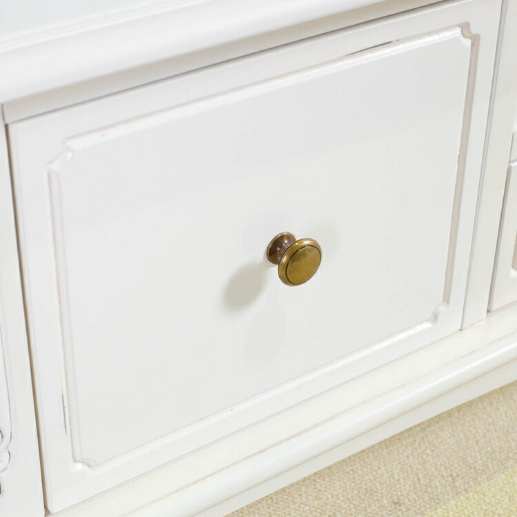 ローボード 幅150cm マホガ二ー材 完成品 ホワイト 高級感 エレガント ホワイト テレビ台 TV台 テレビボード リビングボード 収納 天然木 木製 引き出し 大容量 コンパクト 省スペース 上品 優雅(代引不可)