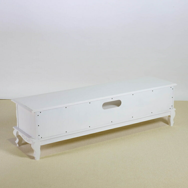 ローボード 幅150cm マホガ二ー材 完成品 ホワイト 高級感 エレガント ホワイト テレビ台 TV台 テレビボード リビングボード 収納 天然木 木製 引き出し 大容量 コンパクト 省スペース 上品 優雅(代引不可)