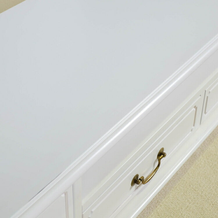 ローボード 幅150cm マホガ二ー材 完成品 ホワイト 高級感 エレガント ホワイト テレビ台 TV台 テレビボード リビングボード 収納 天然木 木製 引き出し 大容量 コンパクト 省スペース 上品 優雅(代引不可)