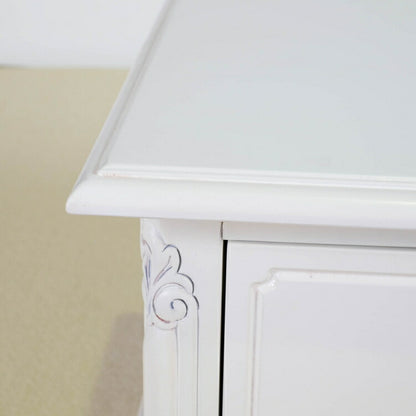 ローボード 幅150cm マホガ二ー材 完成品 ホワイト 高級感 エレガント ホワイト テレビ台 TV台 テレビボード リビングボード 収納 天然木 木製 引き出し 大容量 コンパクト 省スペース 上品 優雅(代引不可)