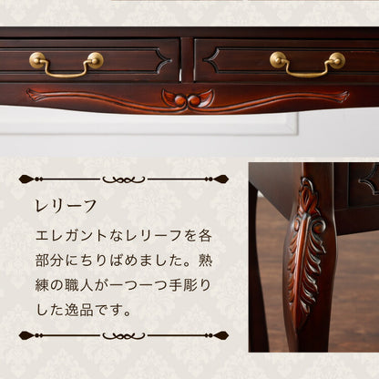 コンソールテーブル 幅90cm マホガ二ー材 完成品 ブラウン 高級感 エレガント ブラウン パソコンデスク 机 テーブル おしゃれ 北欧 インテリア コンソール サイドテーブル カウンターテーブル(代引不可)