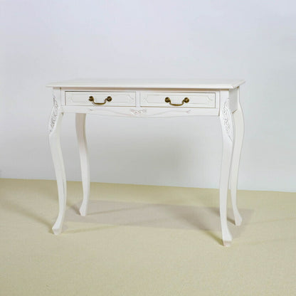 コンソールテーブル 幅90cm マホガ二ー材 完成品 ホワイト 高級感 エレガント ホワイト パソコンデスク 机 テーブル おしゃれ 北欧 インテリア コンソール サイドテーブル カウンターテーブル(代引不可)