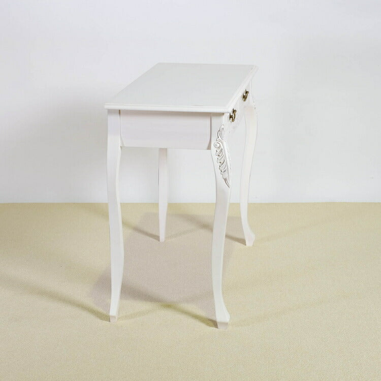 コンソールテーブル 幅90cm マホガ二ー材 完成品 ホワイト 高級感 エレガント ホワイト パソコンデスク 机 テーブル おしゃれ 北欧 インテリア コンソール サイドテーブル カウンターテーブル(代引不可)