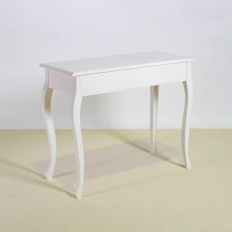 コンソールテーブル 幅90cm マホガ二ー材 完成品 ホワイト 高級感 エレガント ホワイト パソコンデスク 机 テーブル おしゃれ 北欧 インテリア コンソール サイドテーブル カウンターテーブル(代引不可)