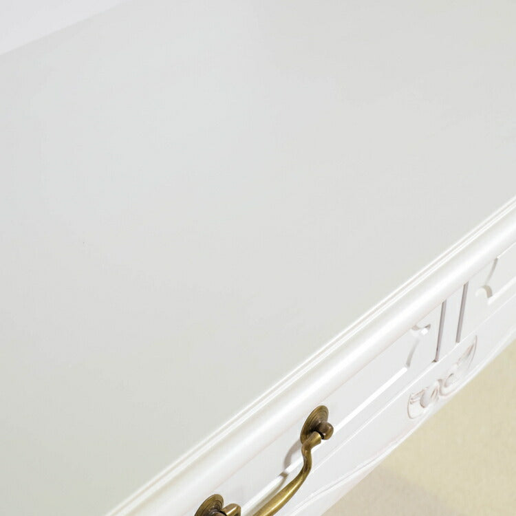 コンソールテーブル 幅90cm マホガ二ー材 完成品 ホワイト 高級感 エレガント ホワイト パソコンデスク 机 テーブル おしゃれ 北欧 インテリア コンソール サイドテーブル カウンターテーブル(代引不可)