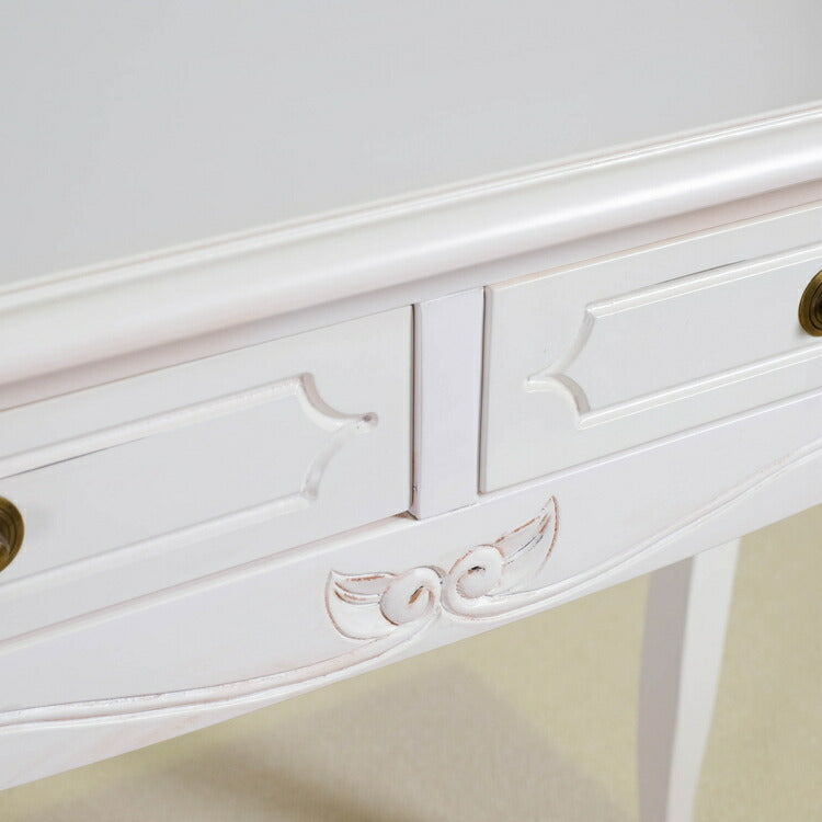 コンソールテーブル 幅90cm マホガ二ー材 完成品 ホワイト 高級感 エレガント ホワイト パソコンデスク 机 テーブル おしゃれ 北欧 インテリア コンソール サイドテーブル カウンターテーブル(代引不可)