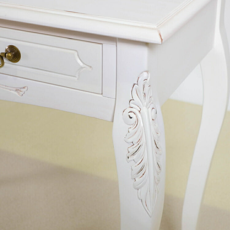 コンソールテーブル 幅90cm マホガ二ー材 完成品 ホワイト 高級感 エレガント ホワイト パソコンデスク 机 テーブル おしゃれ 北欧 インテリア コンソール サイドテーブル カウンターテーブル(代引不可)