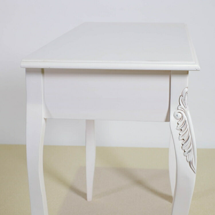 コンソールテーブル 幅90cm マホガ二ー材 完成品 ホワイト 高級感 エレガント ホワイト パソコンデスク 机 テーブル おしゃれ 北欧 インテリア コンソール サイドテーブル カウンターテーブル(代引不可)