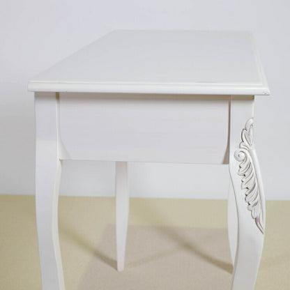 コンソールテーブル 幅90cm マホガ二ー材 完成品 ホワイト 高級感 エレガント ホワイト パソコンデスク 机 テーブル おしゃれ 北欧 インテリア コンソール サイドテーブル カウンターテーブル(代引不可)