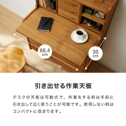 ライティングデスク 幅70cm 天然木 チーク材 完成品 高級感 オイル仕上げ 脚付き 収納家具 お洒落 モダン 木製 シンプル ヴィンテージ アンティーク 学習机 勉強机 デスク 大人 ライン ラインシリーズ(代引不可)