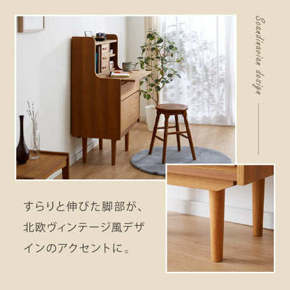 ライティングデスク 幅70cm 天然木 チーク材 完成品 高級感 オイル仕上げ 脚付き 収納家具 お洒落 モダン 木製 シンプル ヴィンテージ アンティーク 学習机 勉強机 デスク 大人 ライン ラインシリーズ(代引不可)