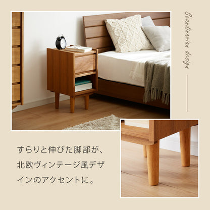 サイドキャビネット 幅30cm 天然木 チーク材 完成品 高級感 オイル仕上げ 脚付き 収納家具 お洒落 モダン 木製 シンプル ヴィンテージ アンティーク ナイトテーブル ライン ラインシリーズ(代引不可)