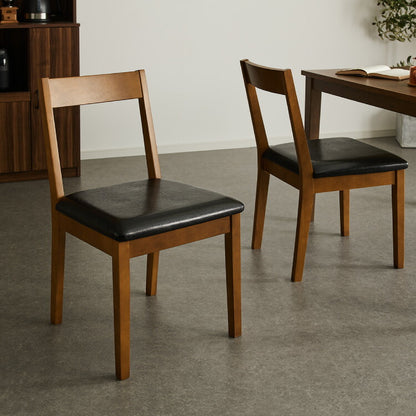 ダイニングチェア 2点セット 完成品 2脚セット 同色 木製 ラバーウッド 座面PVC ウレタンフォーム 木製椅子 木製チェア 食卓イス ダイニング チェア 椅子 いす イス チェアセット(代引不可)