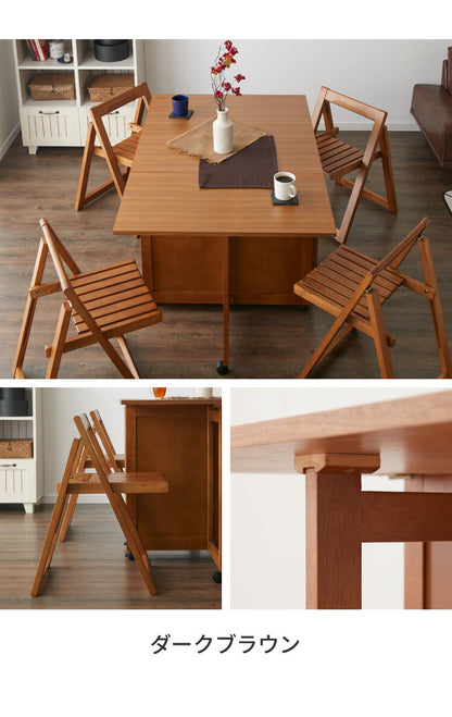 ダイニングテーブル 3点セット 木製 天然木 ダイニングチェア2脚セット バタフライダイニング キャスター付き ワゴン チェア収納 リモートワーク 省スペース ダイニングテーブルセット 新生活(代引不可)