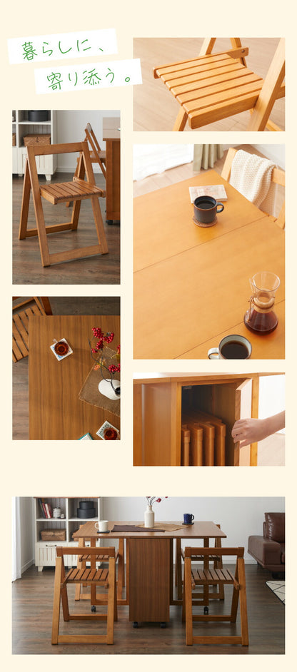 ダイニングテーブル 3点セット 木製 天然木 ダイニングチェア2脚セット バタフライダイニング キャスター付き ワゴン チェア収納 リモートワーク 省スペース ダイニングテーブルセット 新生活(代引不可)