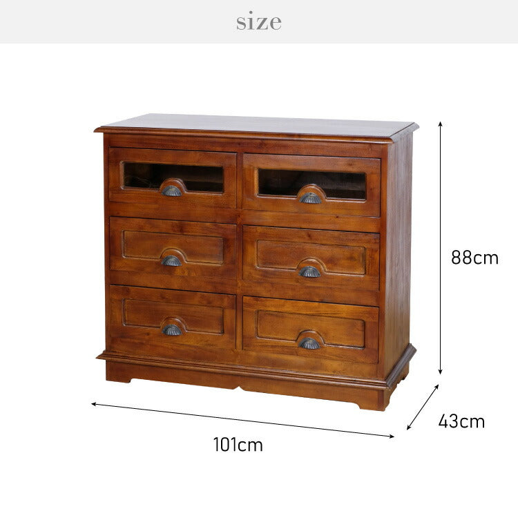 チェスト 幅101cm ヴィンテージ 天然木 完成品 マホガニー 高級感 収納家具 おしゃれ インテリア 木製 収納 引き出し 衣装ケース 洋服 衣類 リビング ダイニング コロニアル(代引不可)