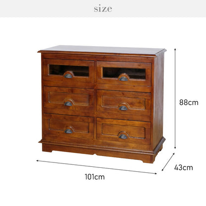 チェスト 幅101cm ヴィンテージ 天然木 完成品 マホガニー 高級感 収納家具 おしゃれ インテリア 木製 収納 引き出し 衣装ケース 洋服 衣類 リビング ダイニング コロニアル(代引不可)