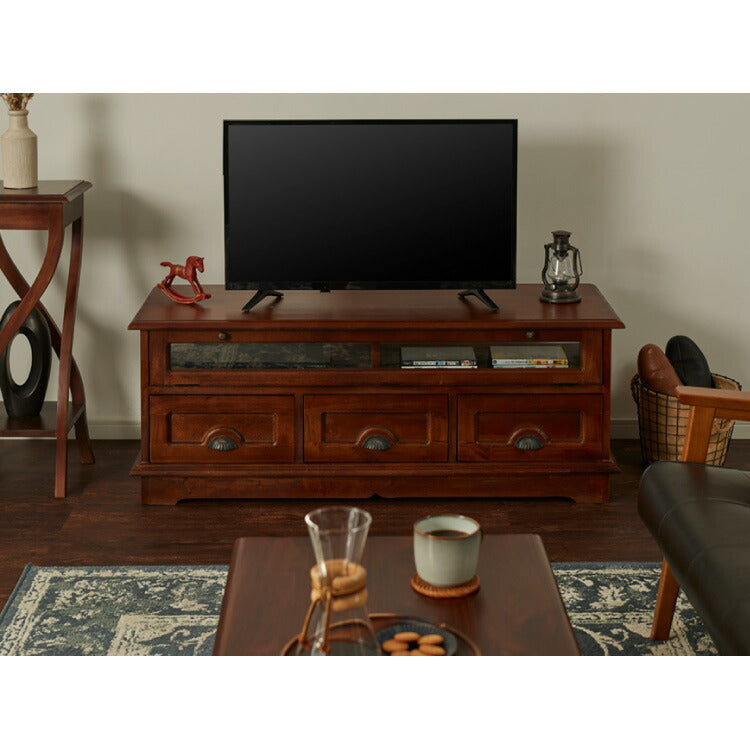 テレビ台 幅120cm 北欧 ヴィンテージ 完成品 天然木 マホガ二ー アンティーク モダン ローボード 収納家具 おしゃれ インテリア 木製 フリーボード ローボード 高級感 デザイン コロニアル(代引不可)