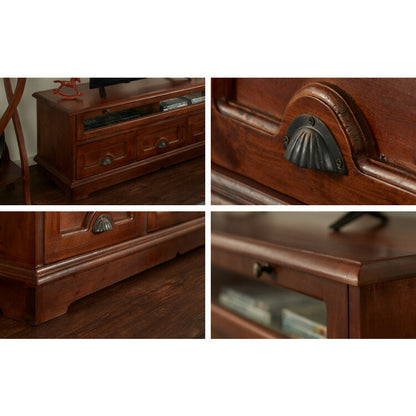 テレビ台 幅120cm 北欧 ヴィンテージ 完成品 天然木 マホガ二ー アンティーク モダン ローボード 収納家具 おしゃれ インテリア 木製 フリーボード ローボード 高級感 デザイン コロニアル(代引不可)